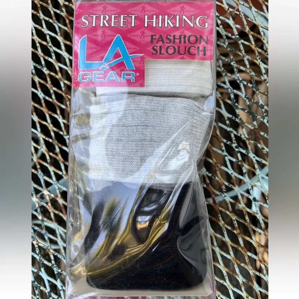 LA Gear Street Fashion Slouch Socks 3 Pr White Black Heather Gray Vintage 90s